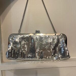 Glamorous Silver Sequin Evening Clutch